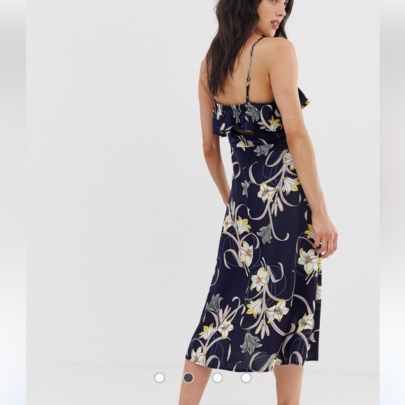 Band of Gypsies Ruffle Front Button Down Floral Midi Dress Size Small - Picture 3 of 12